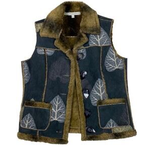Robert Kitchen Womens Faux Fur and Suede Vest Size S